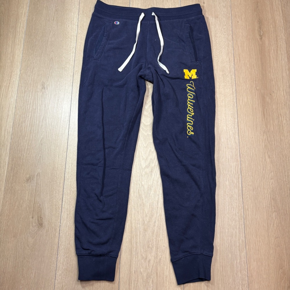 Champion Michigan Wolverines Navy Blue Jogger Sweatpants Small NCAA Collegiate